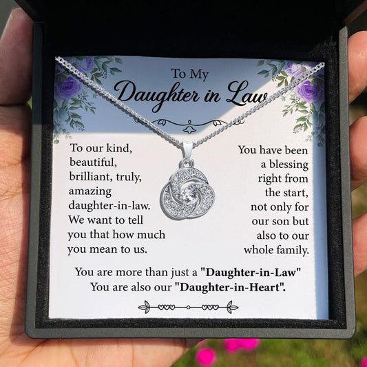 AllGifting, Love Knot Necklace For Women, Daughter-in-Law Gift Pendant Jewelry, Card4