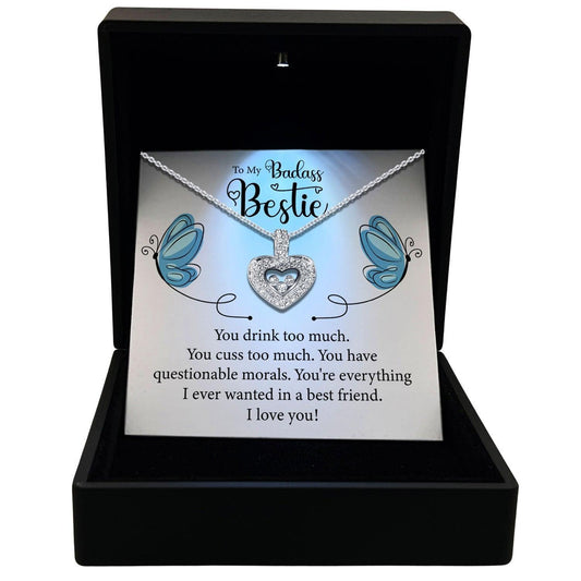Women's Necklace, Floating Heart, Best Friend Gift Sterling Silver Heart Pendant Jewelry