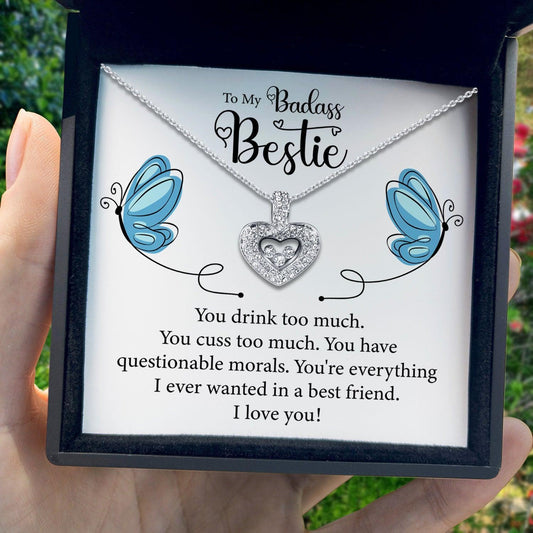 AllGifting, Floating Heart Necklace, Best Friend Gift Sterling Silver Heart Pendant Jewelry