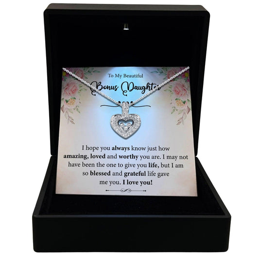 Women's Necklace, Floating Heart, Bonus Daughter Gift Sterling Silver Heart Pendant Jewelry