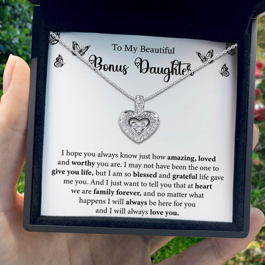 AllGifting, Floating Heart Necklace, Bonus Daughter Gift Sterling Silver Heart Pendant Jewelry, Card1