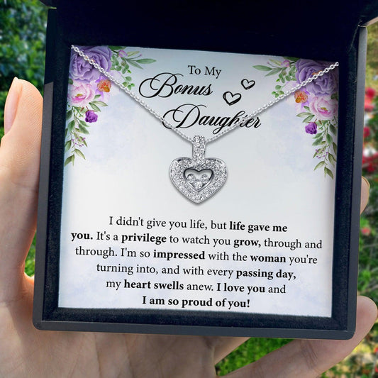 AllGifting, Floating Heart Necklace, Bonus Daughter Gift Sterling Silver Heart Pendant Jewelry, Card2