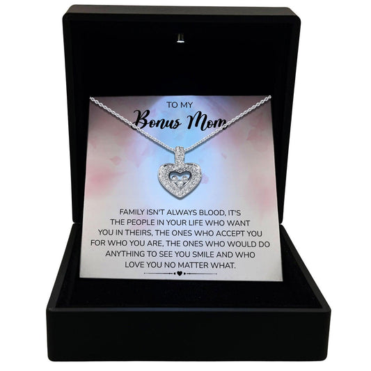 Women's Necklace, Floating Heart, Bonus Mom Gift Sterling Silver Heart Pendant Jewelry