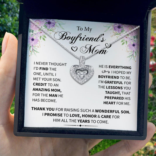 AllGifting, Floating Heart Necklace, Boyfriend's Mom Gift Sterling Silver Heart Pendant Jewelry