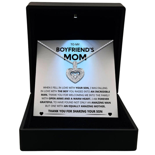 Women's Necklace, Floating Heart, Boyfriend's Mom Gift Sterling Silver Heart Pendant Jewelry, Card1
