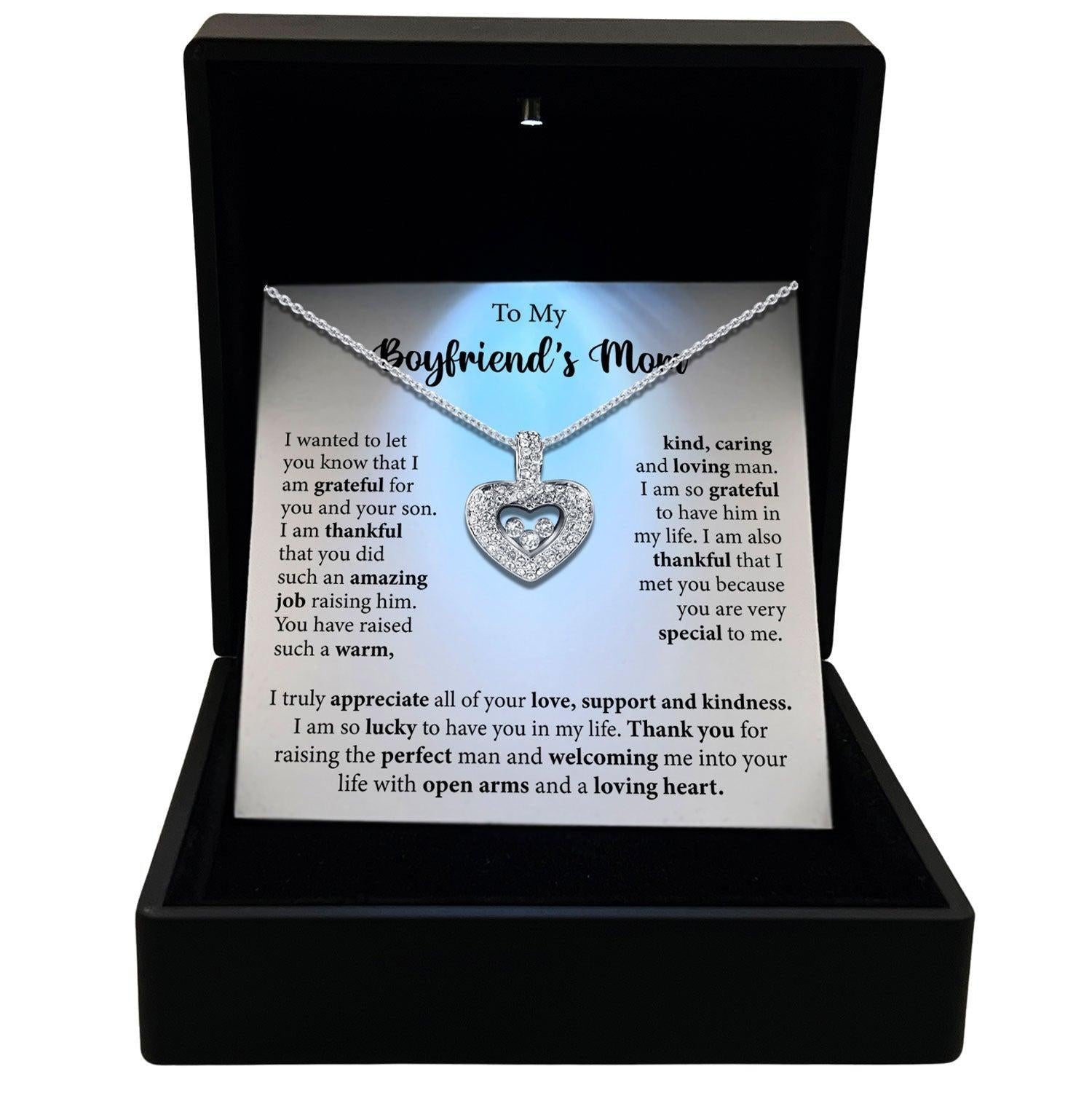 Women's Necklace, Floating Heart, Boyfriend's Mom Gift Sterling Silver Heart Pendant Jewelry, Card2