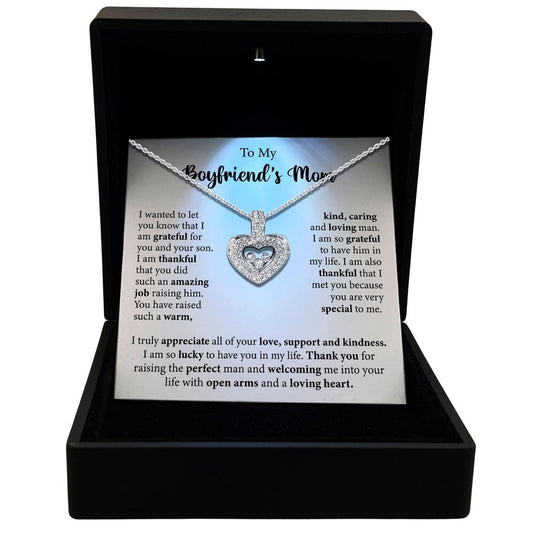 Women's Necklace, Floating Heart, Boyfriend's Mom Gift Sterling Silver Heart Pendant Jewelry, Card2