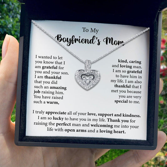 AllGifting, Floating Heart Necklace, Boyfriend's Mom Gift Sterling Silver Heart Pendant Jewelry, Card2