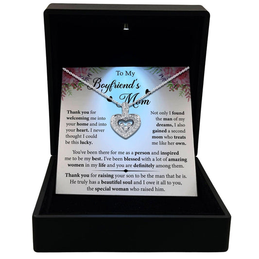 Women's Necklace, Floating Heart, Boyfriend's Mom Gift Sterling Silver Heart Pendant Jewelry, Card3
