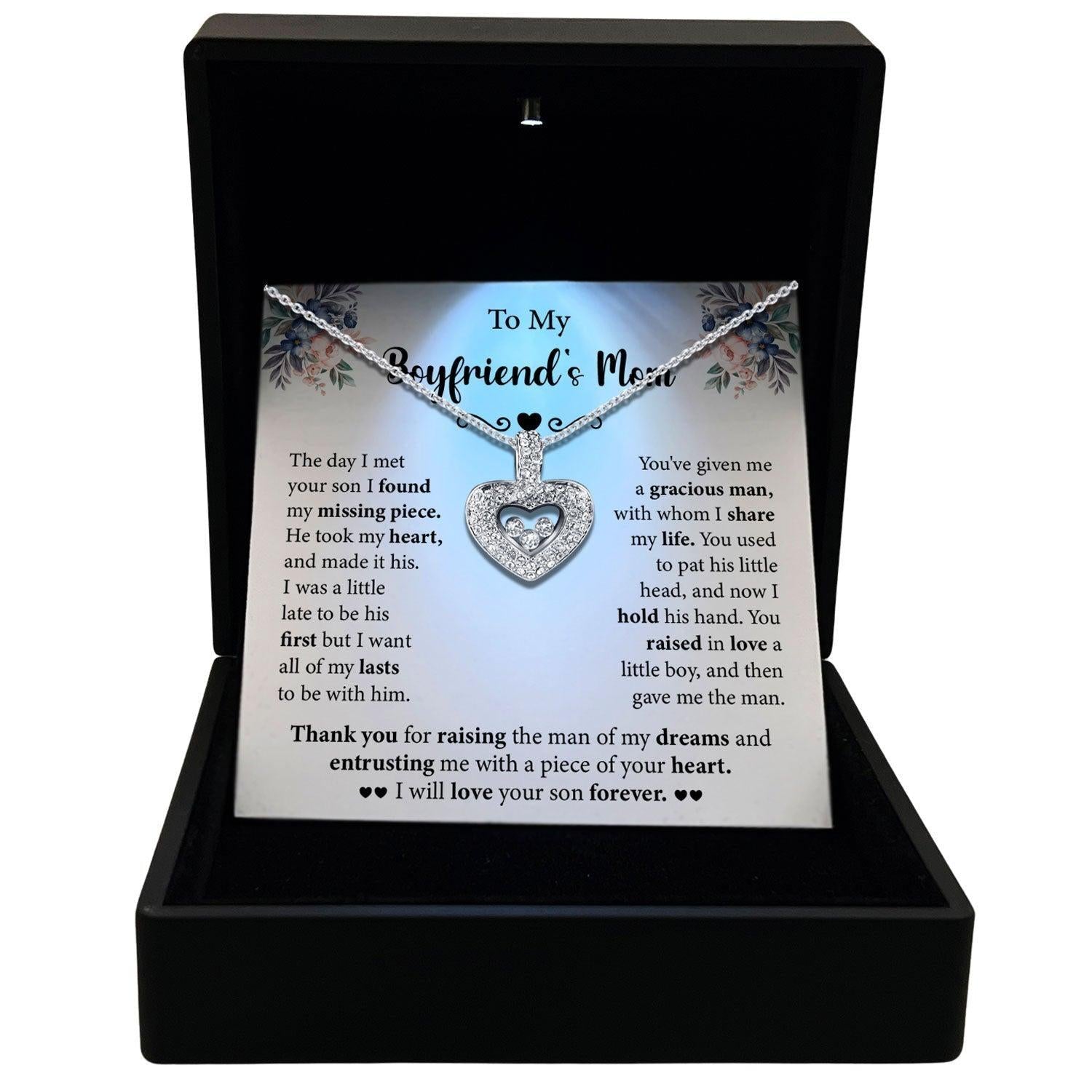 Women's Necklace, Floating Heart, Boyfriend's Mom Gift Sterling Silver Heart Pendant Jewelry, Card4
