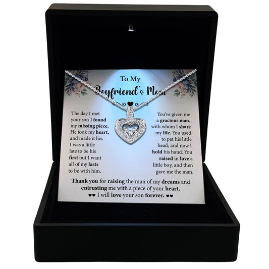 Women's Necklace, Floating Heart, Boyfriend's Mom Gift Sterling Silver Heart Pendant Jewelry, Card4
