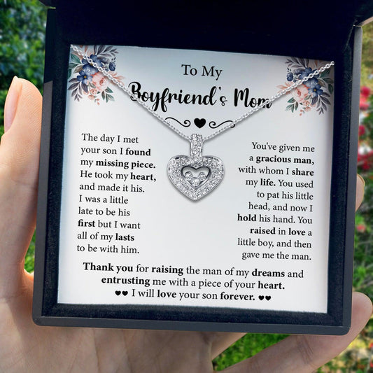 AllGifting, Floating Heart Necklace, Boyfriend's Mom Gift Sterling Silver Heart Pendant Jewelry, Card4