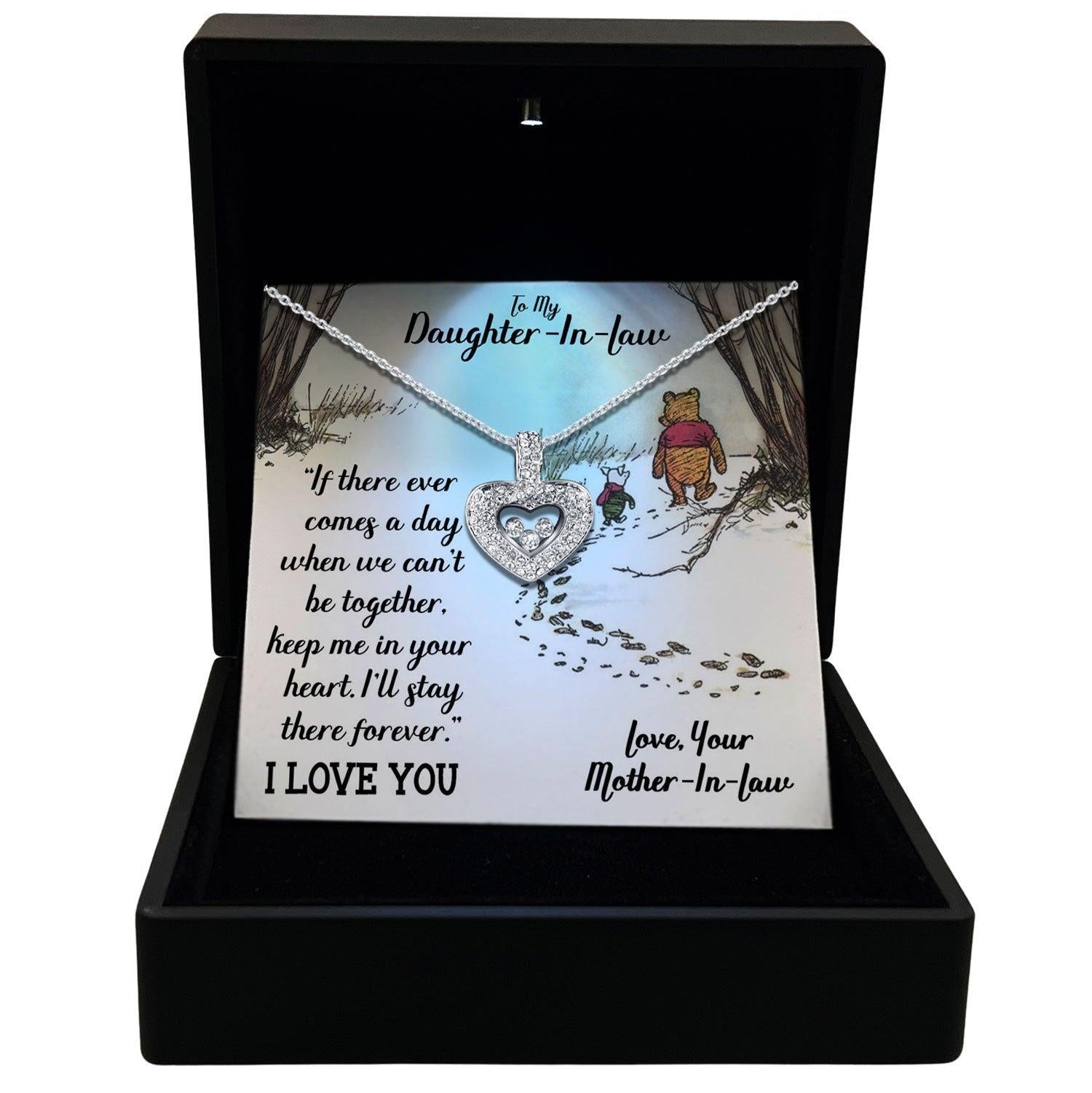 Women's Necklace, Floating Heart, Daughter-in-Law Gift Sterling Silver Heart Pendant Jewelry