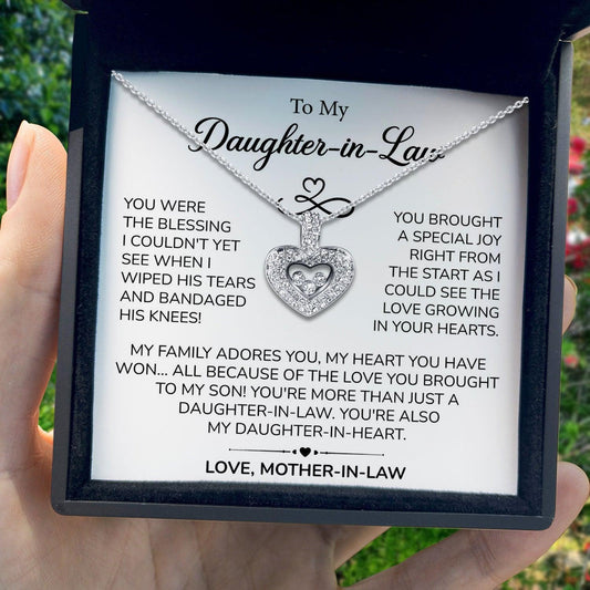 AllGifting, Floating Heart Necklace, Daughter-in-Law Gift Sterling Silver Heart Pendant Jewelry, Card1