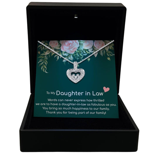 Women's Necklace, Floating Heart, Daughter-in-Law Gift Sterling Silver Heart Pendant Jewelry, Card2