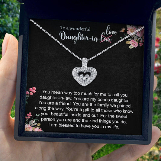 AllGifting, Floating Heart Necklace, Daughter-in-Law Gift Sterling Silver Heart Pendant Jewelry, Card6