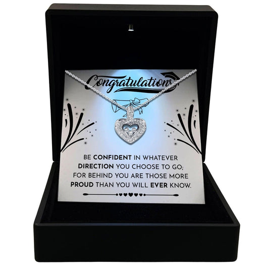 Women's Necklace, Floating Heart, Graduation Gift Sterling Silver Heart Pendant Jewelry, Card1