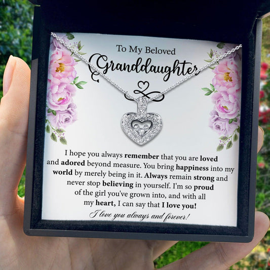 AllGifting, Floating Heart Necklace, Granddaughter Gift Sterling Silver Heart Pendant Jewelry, Card1
