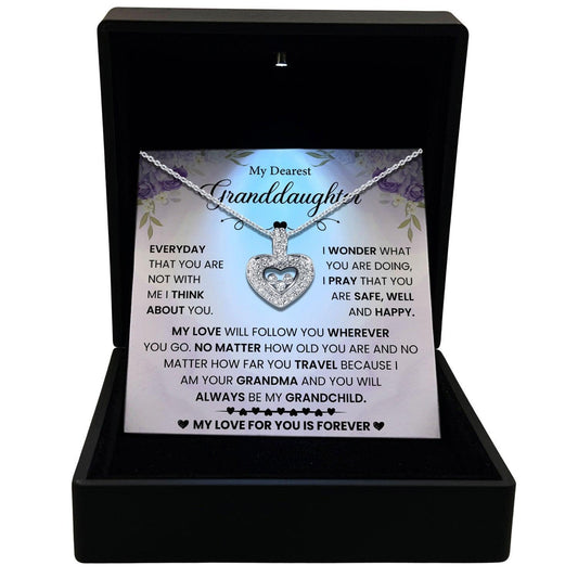 Women's Necklace, Floating Heart, Granddaughter Gift Sterling Silver Heart Pendant Jewelry, Card2