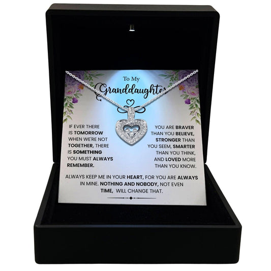 Women's Necklace, Floating Heart, Granddaughter Gift Sterling Silver Heart Pendant Jewelry, Card3