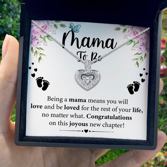 AllGifting, Floating Heart Necklace, Mama To Be Gift Sterling Silver Heart Pendant Jewelry