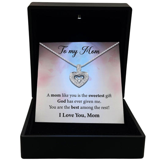 Women's Necklace, Floating Heart, Mom Gift Sterling Silver Heart Pendant Jewelry, Card10