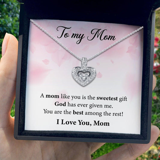 AllGifting, Floating Heart Necklace, Mom Gift Sterling Silver Heart Pendant Jewelry, Card10