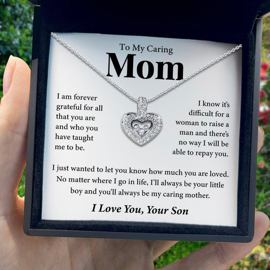 AllGifting, Floating Heart Necklace, Mom Gift Sterling Silver Heart Pendant Jewelry, Card4