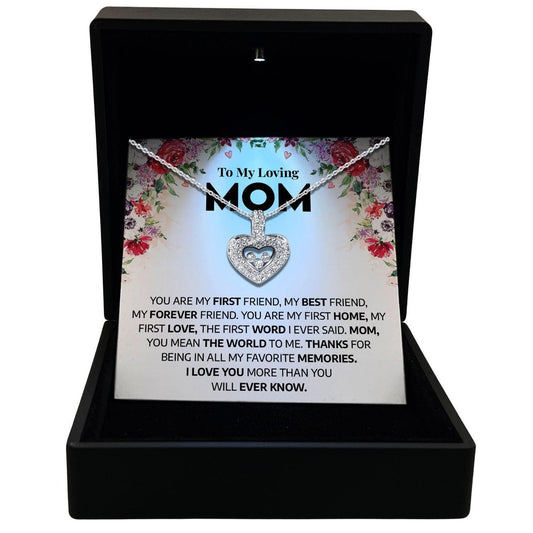 Women's Necklace, Floating Heart, Mom Gift Sterling Silver Heart Pendant Jewelry, Card7