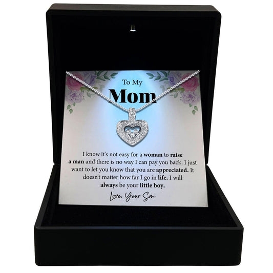 Women's Necklace, Floating Heart, Mom Gift Sterling Silver Heart Pendant Jewelry, Card9