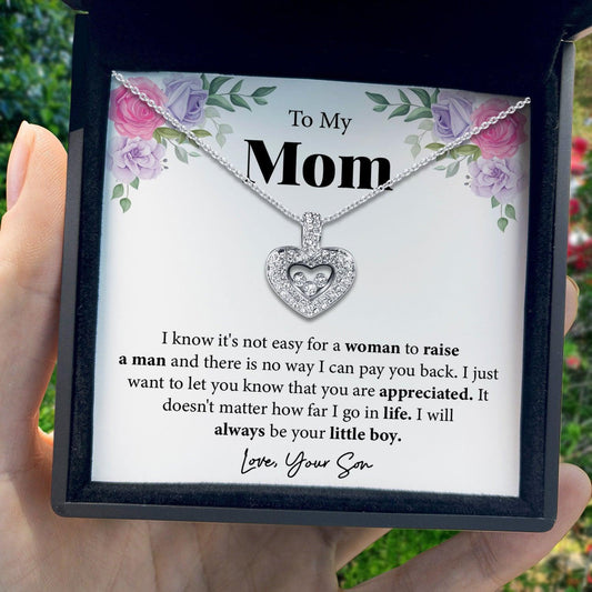 AllGifting, Floating Heart Necklace, Mom Gift Sterling Silver Heart Pendant Jewelry, Card9