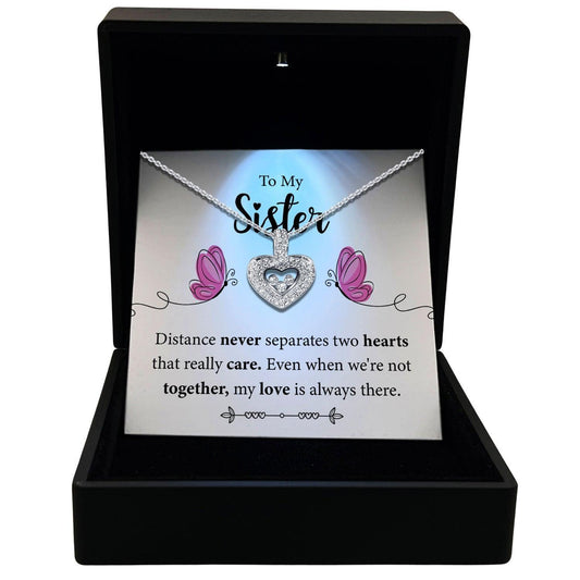 Women's Necklace, Floating Heart, Sister Gift Sterling Silver Heart Pendant Jewelry, Card2