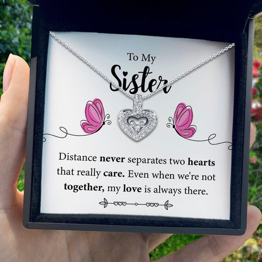 AllGifting, Floating Heart Necklace For Women, Sister Gift Sterling Silver Heart Pendant Jewelry, Card2
