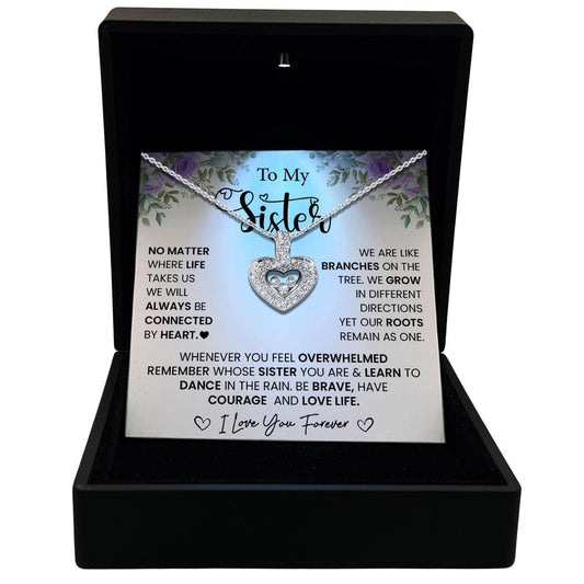 Women's Necklace, Floating Heart, Sister Gift Sterling Silver Heart Pendant Jewelry, Card3