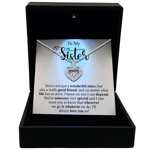 Women's Necklace, Floating Heart, Sister Gift Sterling Silver Heart Pendant Jewelry, Card4