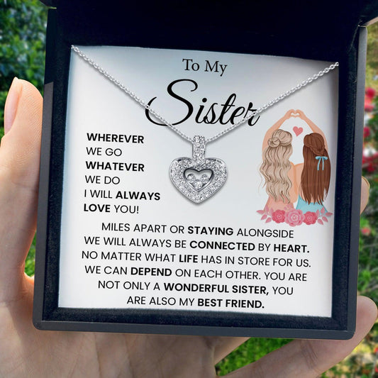 AllGifting, Floating Heart Necklace, Sister Gift Sterling Silver Heart Pendant Jewelry, Card6