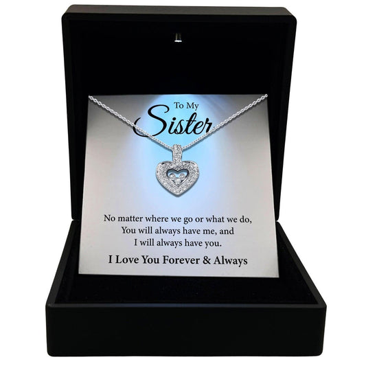 Women's Necklace, Floating Heart, Sister Gift Sterling Silver Heart Pendant Jewelry, Card7