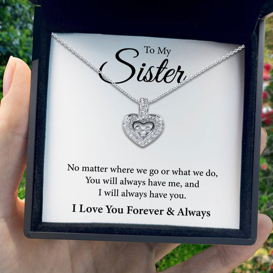 AllGifting, Floating Heart Necklace, Sister Gift Sterling Silver Heart Pendant Jewelry, Card7