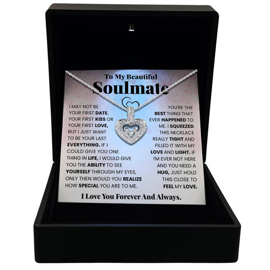 Women's Necklace, Floating Heart, Soulmate Gift Sterling Silver Heart Pendant Jewelry