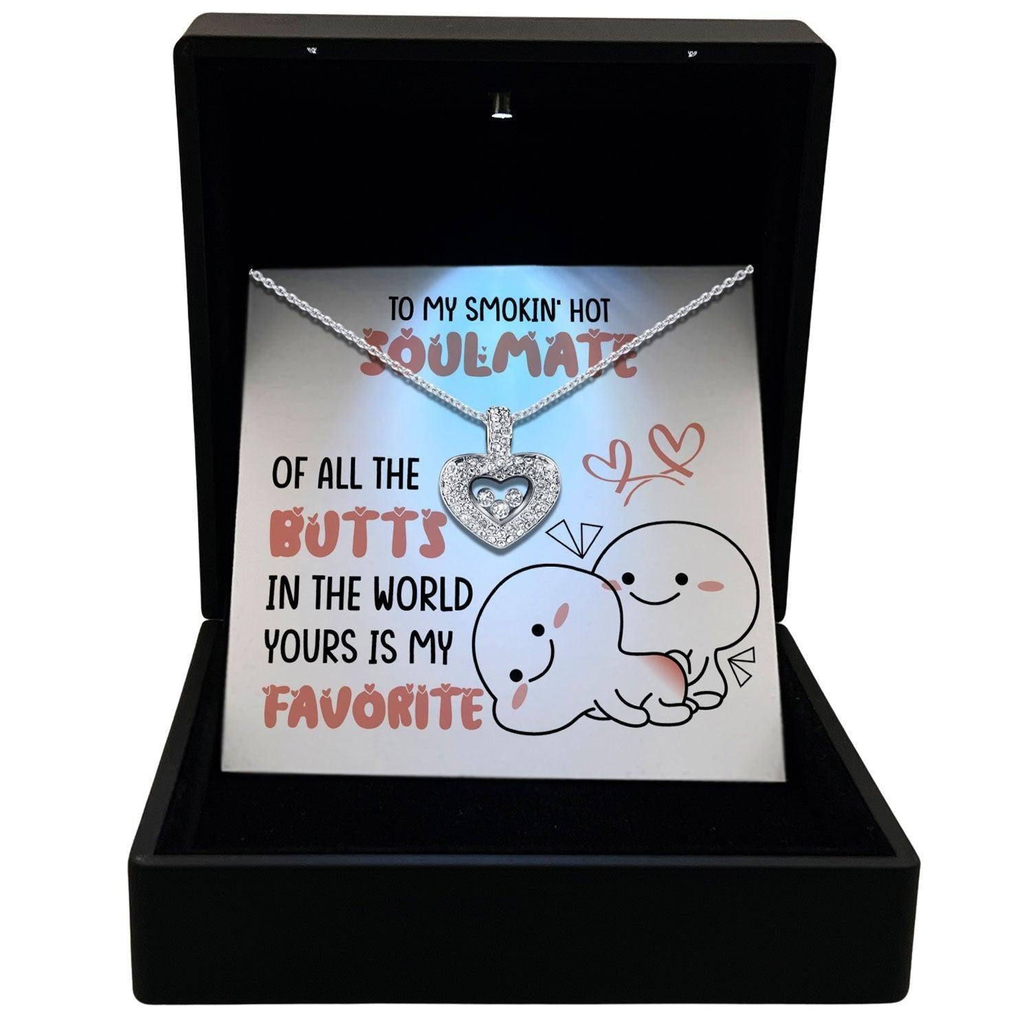 Women's Necklace, Floating Heart, Soulmate Gift Sterling Silver Heart Pendant Jewelry, Card1