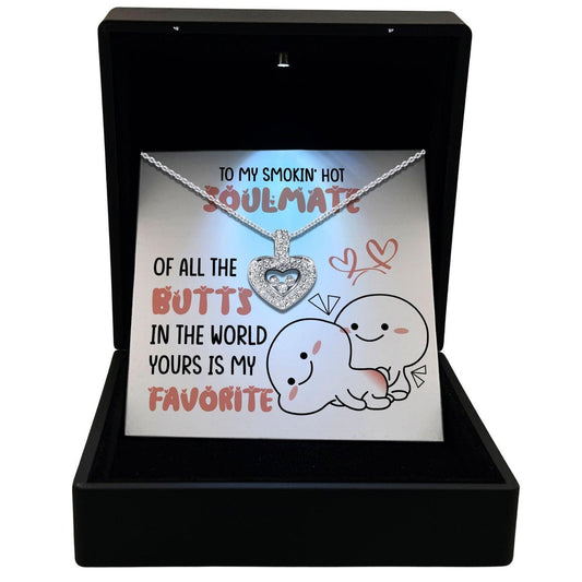 Women's Necklace, Floating Heart, Soulmate Gift Sterling Silver Heart Pendant Jewelry, Card1