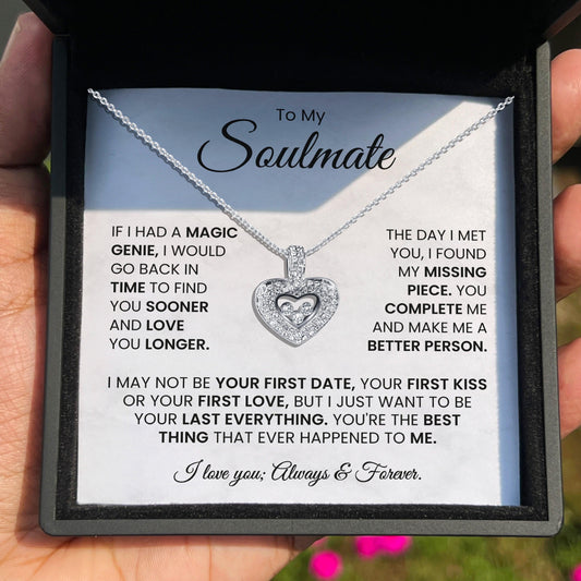 AllGifting, Floating Heart Necklace, Soulmate Gift Sterling Silver Heart Pendant Jewelry, Card2