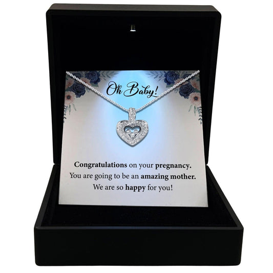 Women's Necklace, Floating Heart Sterling Silver Heart Pendant Jewelry, Card2