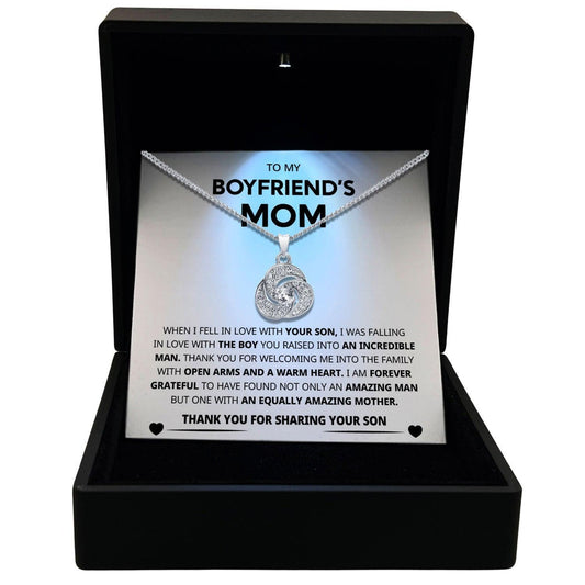 Women's Necklace, Love Knot, Boyfriend's Mom Gift Gold Plated Love Knot Jewelry, Card4