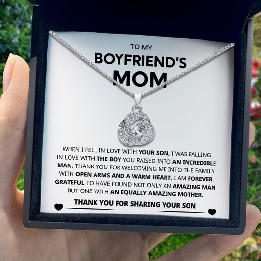 AllGifting, Love Knot Necklace For Women, Boyfriend's Mom Gift Gold Plated Love Knot Jewelry, Card4