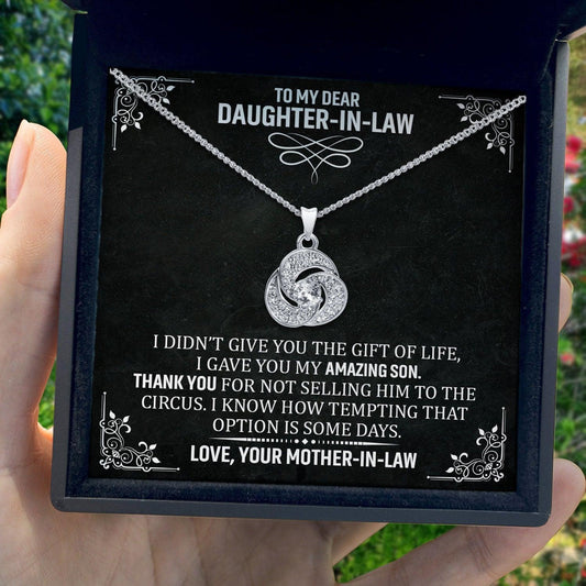 AllGifting, Love Knot Necklace For Women, Daughter-in-Law Gift Gold Plated Love Knot Jewelry
