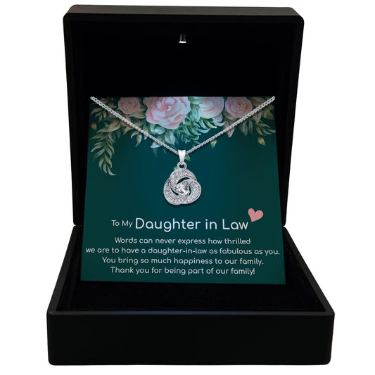 Women's Necklace, Love Knot, Daughter-in-Law Gift Gold Plated Love Knot Jewelry, Card4