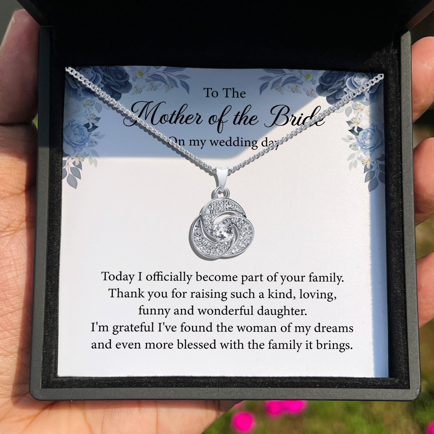 AllGifting, Love Knot Necklace For Women, Love Knot Gold Plated Love Knot Jewelry, Card6