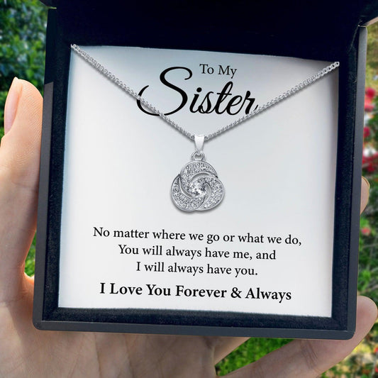 AllGifting, Love Knot Necklace For Women, Sister Gift Gold Plated Love Knot Jewelry, Card3