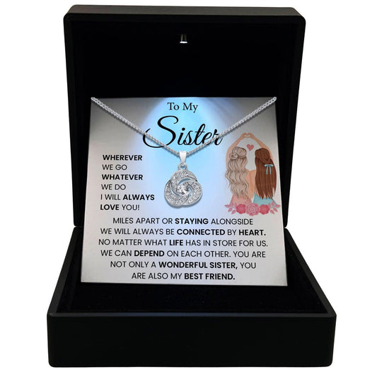 Women's Necklace, Love Knot, Sister Gift Gold Plated Love Knot Jewelry, Card6